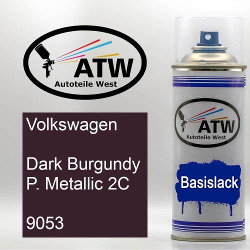 Volkswagen, Dark Burgundy P. Metallic 2C, 9053: 400ml Sprühdose, von ATW Autoteile West.